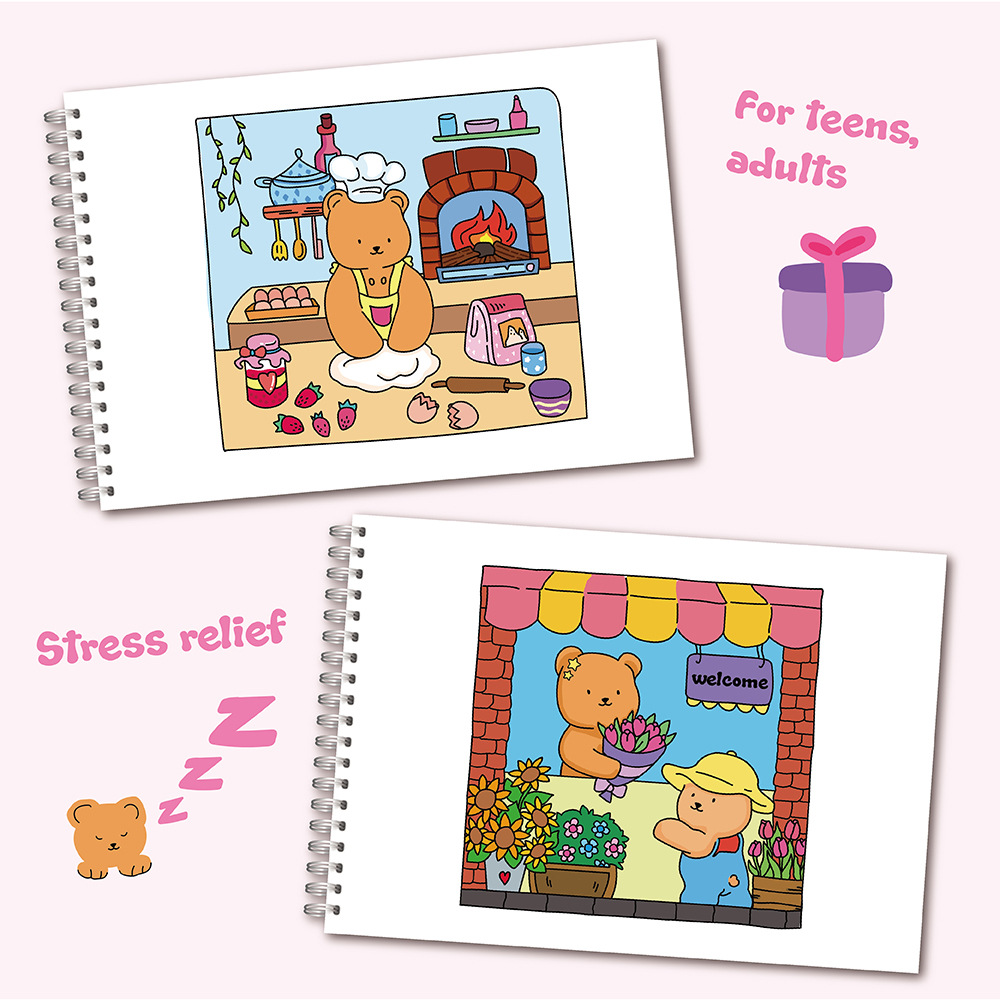 Adorable Bear Coloring Book Se - Sticker Sheet Set recension och pris